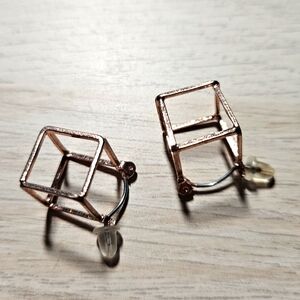 Geometric Rose Gold Stud Earrings